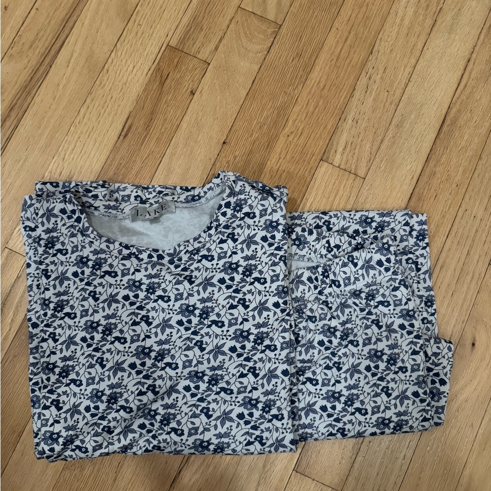 Pima Crew Long-Long Set in Sea Depth Garden Floral